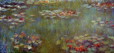 De vijver met waterlelies, groene reflecties door Claude Monet